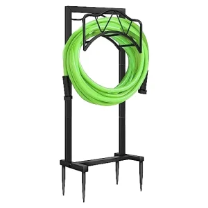 Outdoor Garden Decorative Hose Holder Storage Stand Water Reel Flexible Extension Cord Cable Metal Plastic Stake Expandable