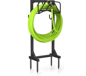 Outdoor Garden Decorative Hose Holder Storage Stand Water Reel Flexible Extension Cord Cable Metal Plastic Stake Expandable