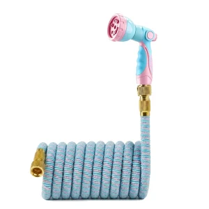 Outdoor Kid Bathing Shower Burst Proof Leakproof Retractable UV Resistant Lightweight Garden Hose 10 Spray Patterns Latex Hose