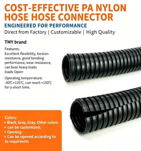 PA Nylon PP Fireproof Flexible Corrugated Hose Flame Retardant 6mm to 100mm Diameter for Electrical Conduit System