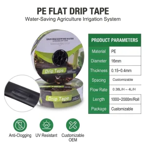 PE Material Continous T-Tape Agricultural Drip Tape Irrigation Drip Line