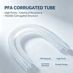 PFA Corrugated Hose 3/8″ Clear Translucent High Temp Resistant Flexible Conduit for Chemical Wet Process Industry