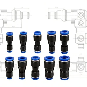 PG6-4/8-6 Pneumatic Components Straight Plastic Reducing Variable Diameter Quick Connector Blue Air Water Hose Connector