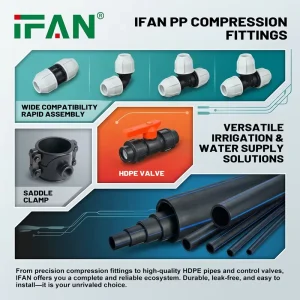 PP Compression Fitting Agricultural Irrigation High Pressure Ball Valve HDPE Plastic Drip Irrigation