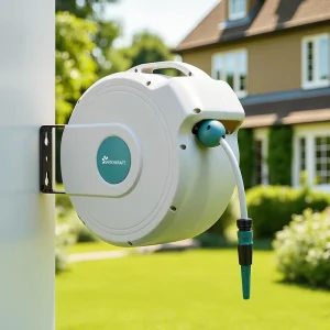 PP Fitting High Pressure Water Wall Mounted Retractable Auto Garden PVC Hose 20m Reel