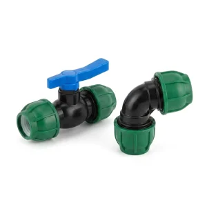 PP Plastic Compression Ball Valve and Elbow Quick Connector PE Pipe Fitting for Agriculture Irrigation
