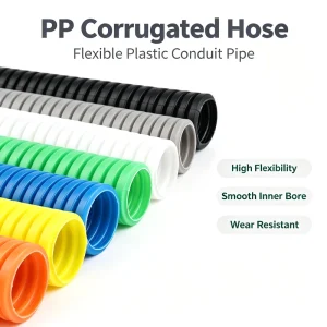 PP Plastic Corrugated Conduit Tube Flexible Electrical Wire Protection Hose Cable Sleeving Pipe Multi Colors Optional