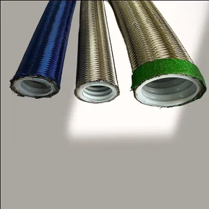 PTFE Braided Hose SAE100 R14 High Temperature Pressure Stainless Steel Wire Corrugated Safety Protection Cutting
