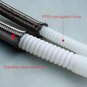 PTFE Corrugated Hose Resistant to Chemicals and High Temperatures Ideal for Industrial Use
