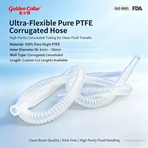 PTFE Corrugated Hose Ultra Small Bend Radius Chemical Resistant Flexible PTFE Bellows Vacuum Tubing For Industrial Use