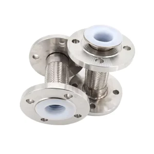PTFE Lined 304 Stainless Steel Flanged Acid Alkali Resistant Flexible Metal Hose Model Fifty for Water Steam