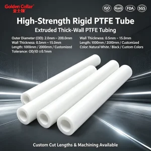 PTFE Tube Rigid Plastic Pipe Thick Wall Chemical Resistant Tubing Industrial Acid & Alkali Transport Pipe for Plant & Lab