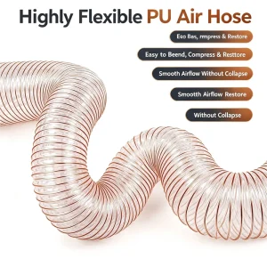 PU Flexible Duct Hose Copper-Plated Steel Wire Wear Resistant Anti Aging Compressible Dust Extraction Pipe HVAC Construction