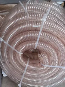 PU Polyurethane Air Duct Copper Plated Steel Wire Transparent Vacuum Hose Woodworking Flexible Corrugated Hose Ventilation Duct