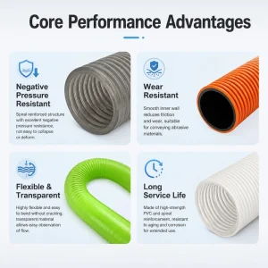 PVC Extruded Spiral Wire Reinforced Hose Flexible Suction Discharge Pipe Multi color for Water Oil Agriculture Construction