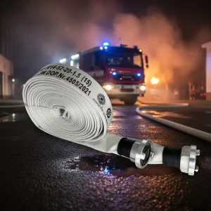 PVC Fire Hose with Storz Coupling Nozzle 1”-6” 16 Bar Pressure Yellow White