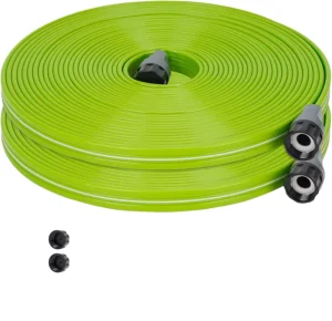 PVC Flat Braided Garden Hose 50 Feet High Pressure Water Pipe for Household Backyard Plant Irrigation Daily Cleaning