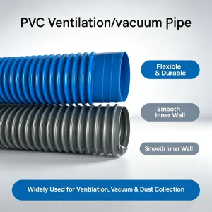 PVC Flexible Corrugated Vacuum Duct Hose Smooth Inner Wall Bendable Industrial Dust Suction Pipe