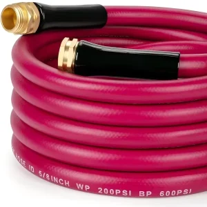 PVC Garden Hose 5/8 In. X 100 Ft. Lightweight Anti UV All Weather Water Hose Durable Flexible Spray Nozzle Leak Free