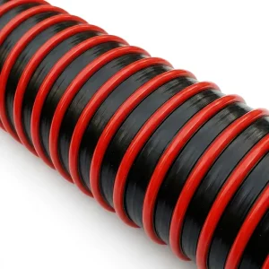 PVC Helix Suction Discharge Hose Flexible Black with Red Spiral ISO Certified Abrasion Resistant for Agriculture Irrigation