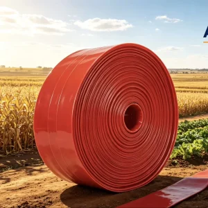 PVC Lay Flat Water Delivery Hose for High Pressure Irrigation 2-8 Inch Red Flexible and Durable