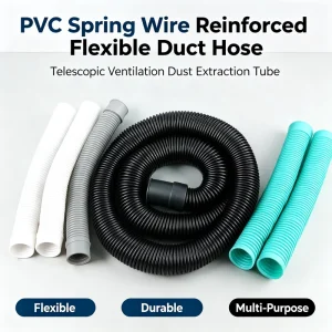 PVC Spring Wire Reinforced Flexible Duct Hose Telescopic Ventilation Dust Extraction Tube for Gym Cable Sleeve & Pet Hair Dryer