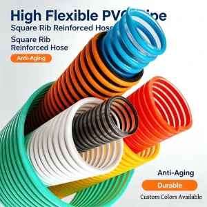 PVC Square Flat Rib Spiral Reinforced Hose High Pressure Sand Grain Sewage Conveying Plastic Pipe