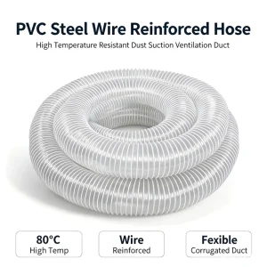 PVC Steel Wire Reinforced Corrugated Telescopic High Temperature Resistant Dust Suction Exhaust Ventilation Duct Hose