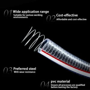PVC Steel Wire Reinforced Hose Heat Cold Resistant High Pressure Water Pipe Anti Kink Transparent Suction Hose