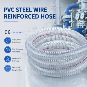 PVC Steel Wire Reinforced Hose High Pressure Durable Flexible Transparent Industrial Hose for Water Air Oil