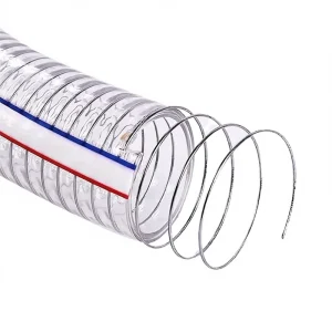 PVC Steel Wire Reinforced Hose Transparent Flexible Anti Abrasion Negative Pressure Resistant for Vacuum Pump Dust Collect