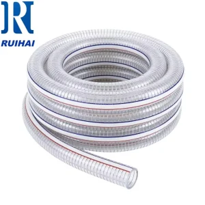 PVC Steel Wire Reinforced Pipe Hose China Manufacturer 1/4 3/8 2 5 6 10 Inch Spring Plastic Hose Pipe 2 3 4 5 6 8 bar