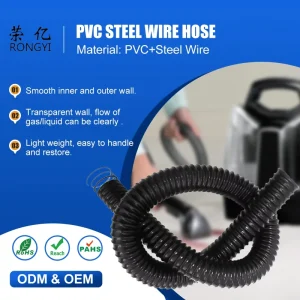 PVC Steel Wired Spiral Durable Flexible Vacuum Cleaner Hose Custom Corrugated Suction