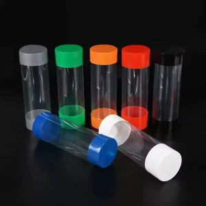 PVC Towel Tube Transparent Plastic Cylinder with Colored PP Lids Household Dust proof Storage Round Box