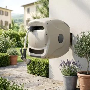 Plastic Garden Hose Reel 15m 20m 25m 30m Auto Rewind ANSI Standard Anti Corrosion Telescopic Handle Watering Hose Wall