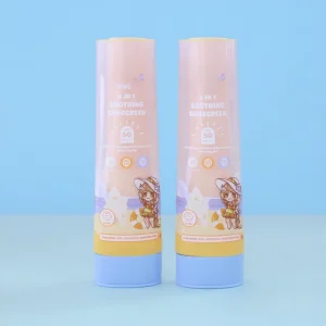Plastic PE Squeezable Oval Dual-Chamber Tube with Rotary Flip Top Cap for Sunscreen Sunblock Sun Protection