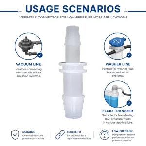 Plastic PP Barbed Reducing Straight Hose Tube Connector 2 Way Air Water Pipe Fitting I Type Reducer 1/2 to 1/4 Inch