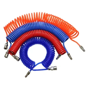 Plastic Pink Spiral Air Line Hose PU Coiled Air Brake Hose Pipe for Truck and Trailer
