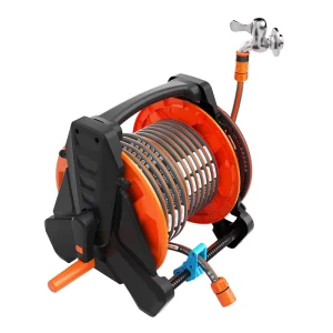 Portable 10/15/20/30/40 m Retractable High Pressure Garden Water Hose Reel Garden Water Pipe Reel with Wall Mount Tool Bracket