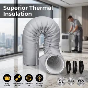Portable AC Hose Insulation Sleeve Portable Air Conditioners Insulated Hose Cover Wrap Fit 5″ & 5.9″ Diameter Exhaust Hose