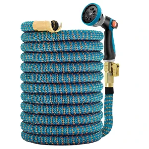 Portable Expandable ANSI Standard Latex Coiled Water Hose with Anti UV Protection Durable Construction Connector Spray Nozzle