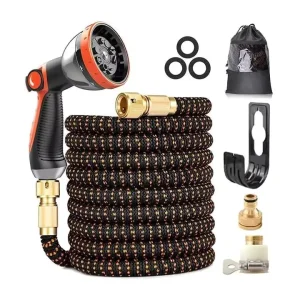 Portable Lightweight Durable Retractable Latex Water Hose Pipe Magic Expandable Garden Hose with 10 Function Spray Nozzle