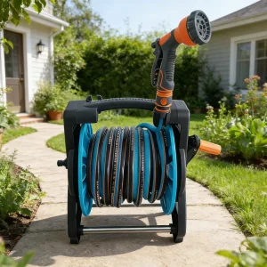 Portable Plastic Garden Hose Reel Cart Small Retractable PVC Water Hose Reel CNS Standard Car Wash Equipment