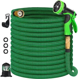 Portable Rubber Garden Hose 3 Times Expandable Corrosion Resistant Soft Flexible Storage Reel