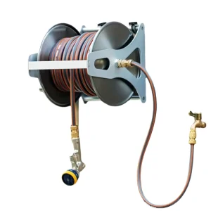 Portable Wall Mount Stainless Steel Metal Retractable Garden Hose Reel Cart Durable High Pressure for Car Pet Washing