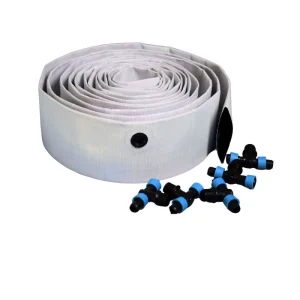 Pre installed Water Outlet Soft Lay Flat Woven Plastic PE Hose Pipe Drip Irrigation System Welding Male Thread Connector