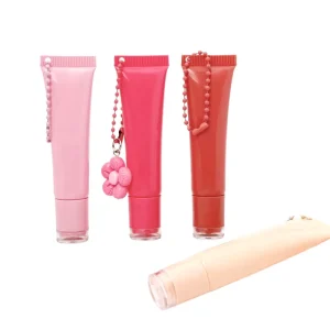 Private Label 10ml Cosmetic Squeeze Tubes Eye Cream Tube in Pink Red with Screw Cap Plastic Packaging for Lipstick Lip Gloss