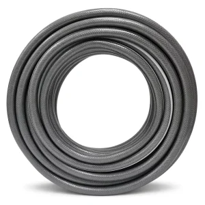 Professional 100ft Reinforced Garden Hose Grey PVC Water Hose High Strength Mesh Anti Kink Weather Resistant Heavy Duty Car Wash