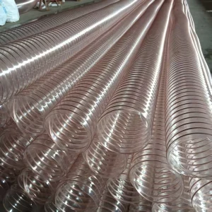 Pu Polyurethane Flexible Transparent Spiral Hose Ventilation Vacuum Air Duct Tube Copper Plated Steel Wire for Woodworking Dust