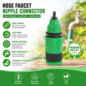 Quick Interface Garden Tools Car Wash Water Gun Hose Connector ABS Eco friendly 3/8” 150 Bar Pressure Universal Connect Nipple